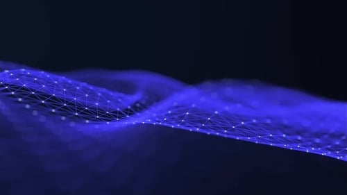 Futuristic Blue Wavy Network Grid Loop Background