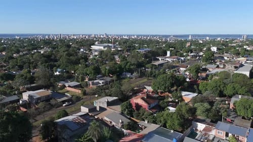 Stunning aerial view of posadas city, province of misiones, argentina, showcasing a blend of urban d