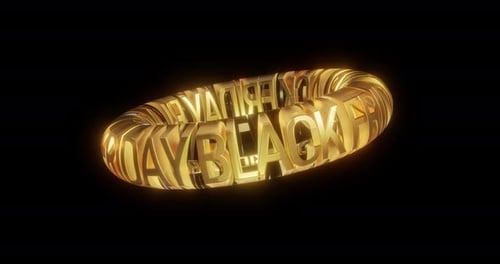 Golden Black Friday 3D Text Ring Animation