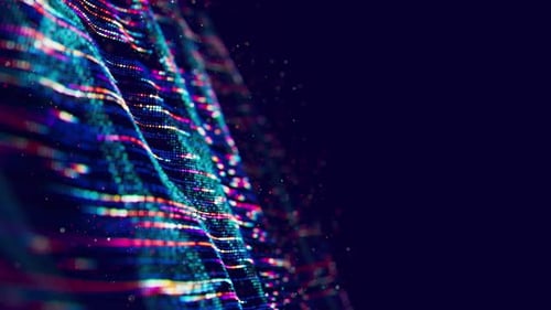 Colorful Abstract Digital Particle Wave Background Loop