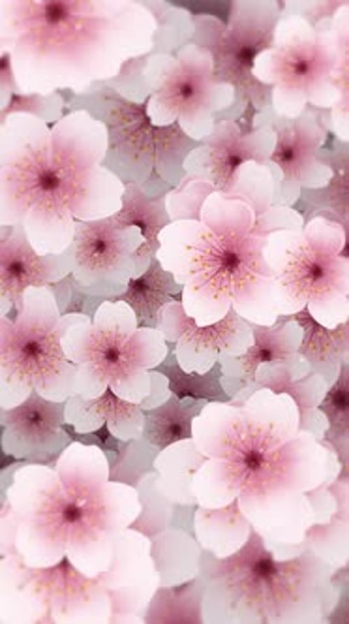 Vertical Video - Spring Cherry Blossom Flowers Floral Background
