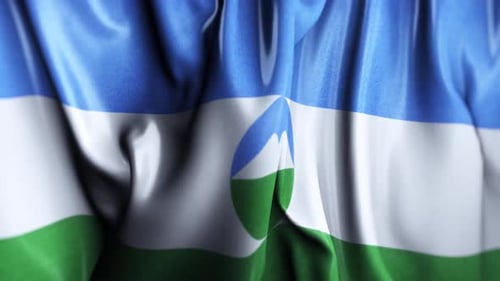 Animated Waving Flag with Mountain and Green Landscape Emblem