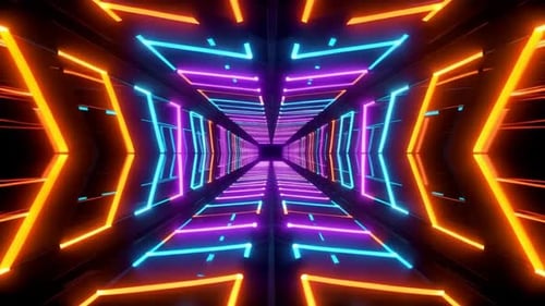 Futuristic Neon Synthwave Tunnel Loop Background