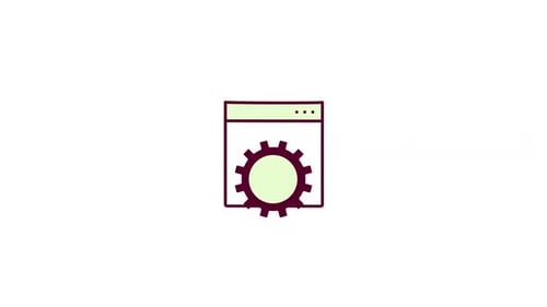 Sketch Style Browser Window with Rotating Gear Animation