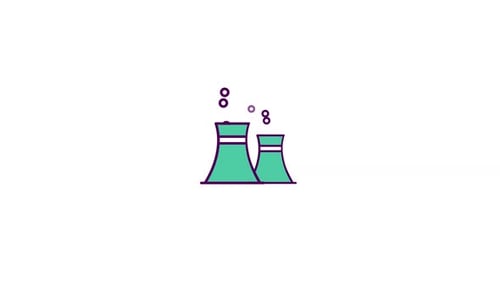 Animated Flat Design Cooling Towers Icon