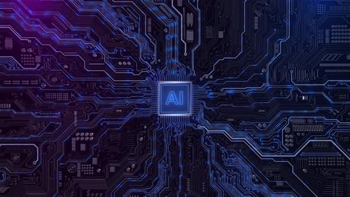 Future Technology Background Concept of Artificial Intelligence AI On Circuit Board Big Data