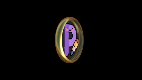 Cute Cartoon Letter P and Pencil Icon 3D Rotating Logo Reveal