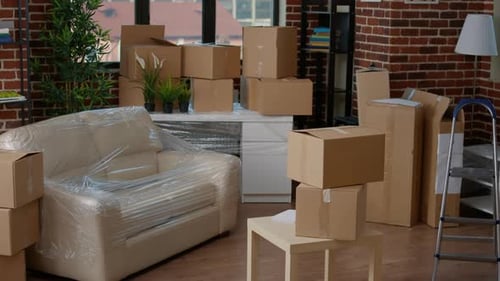 Room Full of Packing Boxes for Moving