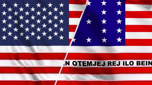Waving American Flag Split Screen Background Loop