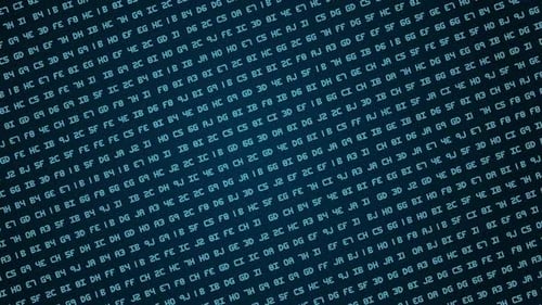 Futuristic Digital Data Stream Hexadecimal Code Background Animation