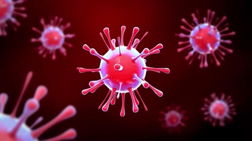 3D Rotating Virus Cells Medical Background