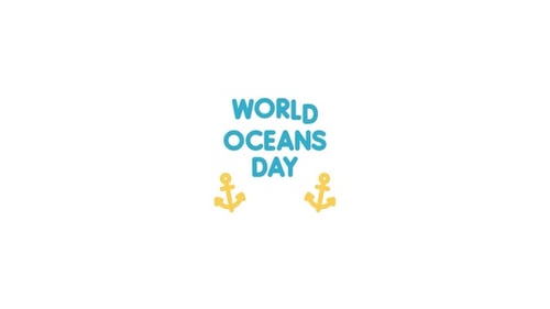 World Oceans Day Animated Title with Flat Design Anchors