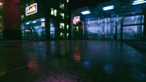 Dynamic Futuristic Cityscape with Neon Lights Loop