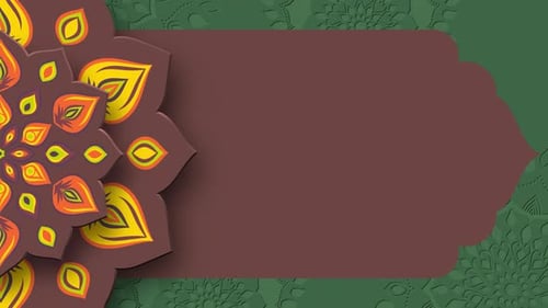 Rotating Indian Rangoli with copy space.