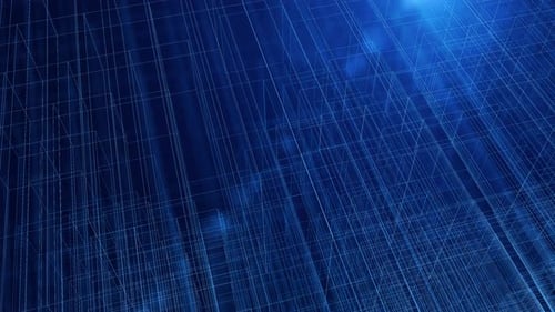 Futuristic Blue Digital Network Grid Abstract Background Loop