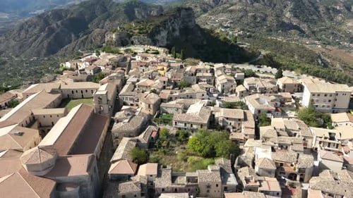Aerial video of Italian Medieval village of Gerace, Calabria