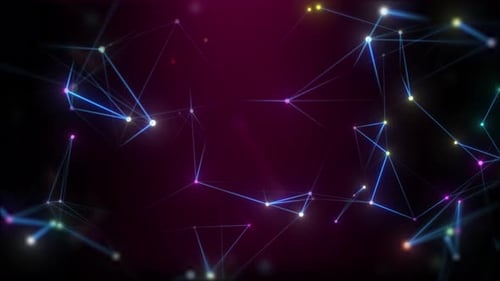 Glowing Plexus Network Connection on dark red background. Futuristic High Tech Network Background.