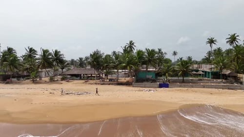 Aerial video over Grand Bassam Ivory Coast, on a sunny day.