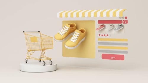 Online Shopping Website Product Display Animation with 3D Elements