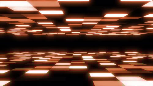 Camera Flying Through High Tech 3d Tunnel Background. Futuristic Digital Glowing Tunnel Background,