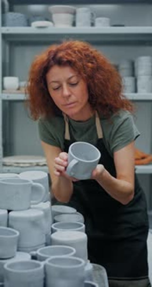 Workshop Woman or Check Ceramic Cup Pottery Design or Mug for Quality