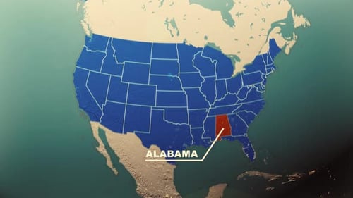 Global Map Zoom with USA State Highlight Reveal
