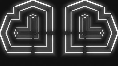 Dynamic neon tunnel perspective with pulsing white light
