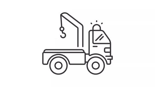 Animated Tow Truck Line Art with Flat Design