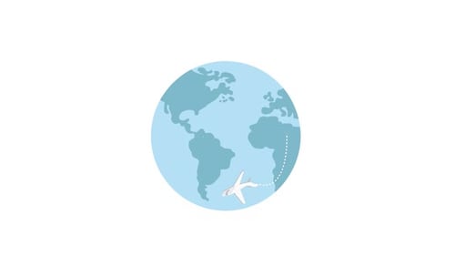 Flat Design Airplane Flying Around the Globe Travel Animation