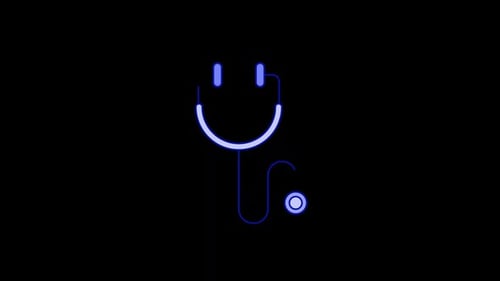 Neon Stethoscope Line Reveal Animation