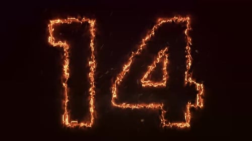 Energetic Fire Outline Number Reveal Animation