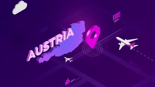 Isometric 3D Austria Map with Travel Elements