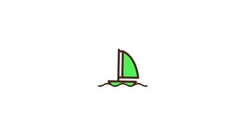 Animated Sailboat Icon on Water