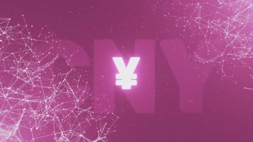 Glowing Yen Symbol with Pulsing Network Background