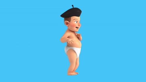 Fun 3D cartoon baby dancing (with alpha channel included)