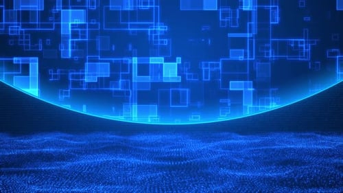 4K Arc Square Technology Business Blue Background