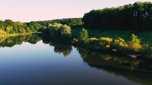 Pond Among Fields and Forest
