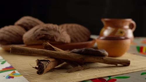 Mexican Concha Bread on a Plate with Cinnamon