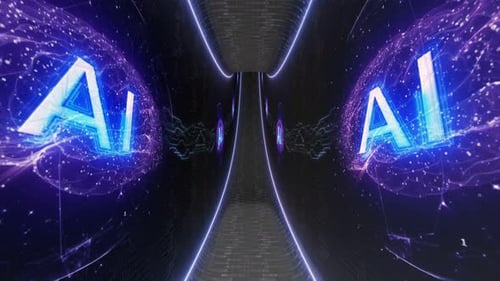 AI Futuristic Machine Learning Room Animation, Loop