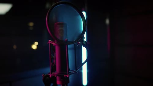 Professional Microphone in Music Recording Studio Audio Production Industry Modern Equipment for