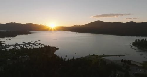 a sunset over a lake