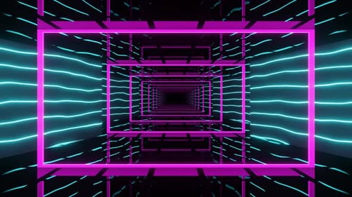 Abstract Neon Corridor in Blue and Pink Colors VJ DJ Loop