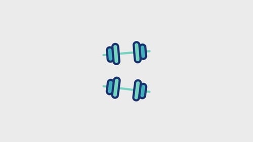 Animated Flat Design Dumbbell Icon