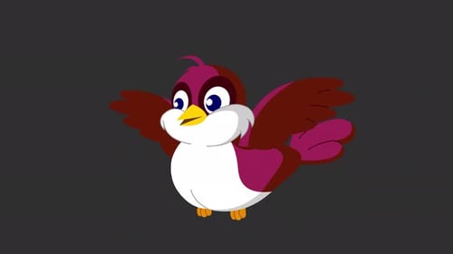 Animated Flat Design Cartoon Bird Flapping Loop
