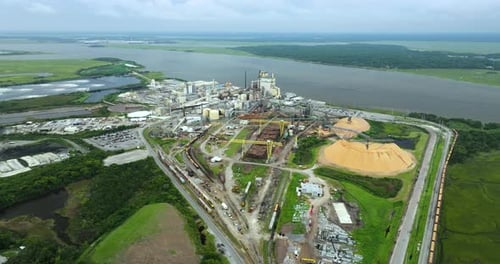 Brunswick Cellulose and Paper Plant in Georgia USA Wood Processing Factory Manufacturing Yard Toxic