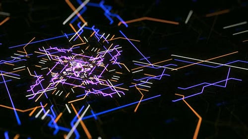 Digital Network Glowing Lines Circuitry Technology Data Flow System Design Visualization