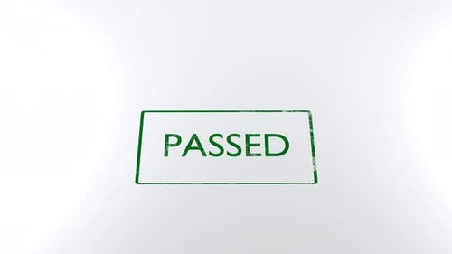 Animated Rubber Stamp Marking 'Passed' in Green