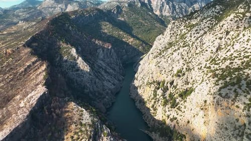 Landscape of Green Canyon After a Big Forest Fire Aerial View 4 K