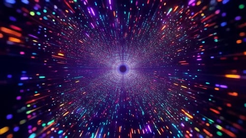 Graphisme dynamique en néon représentant une distorsion à grande vitesse