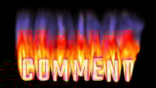 Comment - Burning text in pixelated retro-styled fire. Loop 3d animation on alpha.